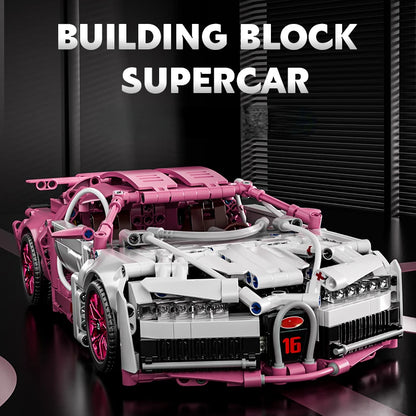 Pink RC Tech Roadster - 1:14 Scale DIY Racing Car Building Blocks